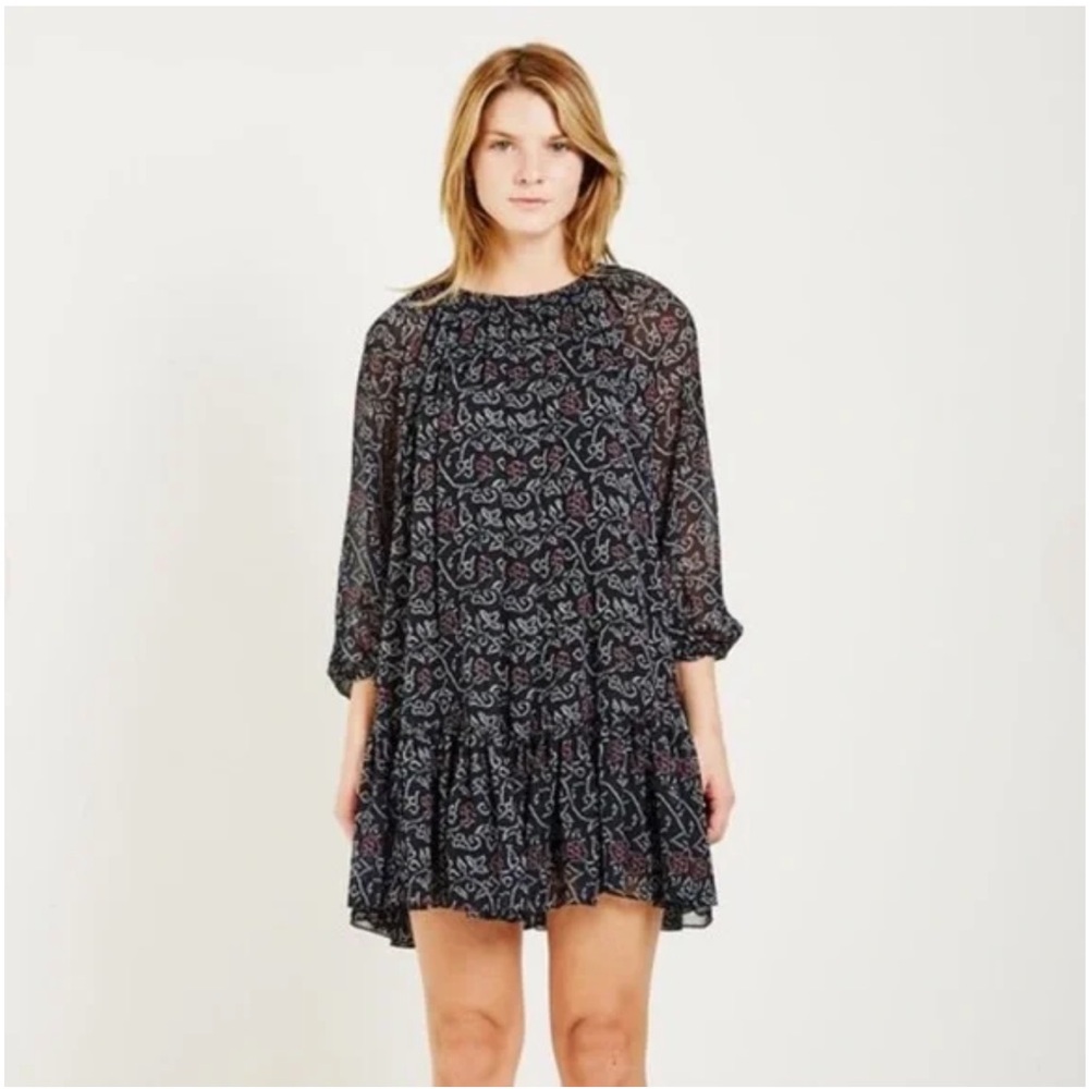 ULLA JOHNSON Silk Open Back Boho Chic Shift Dress